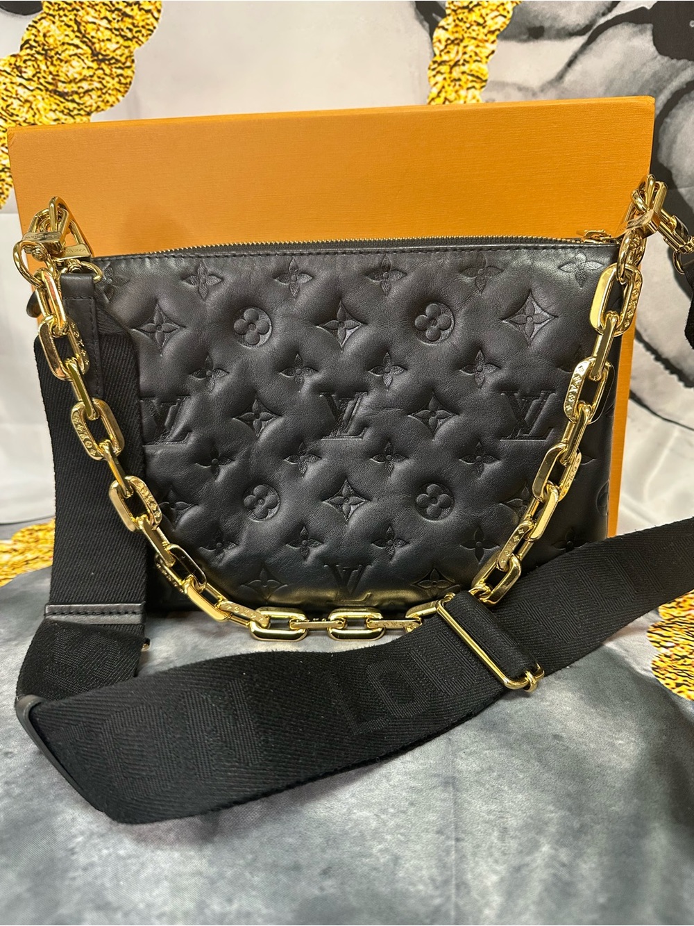 Louis Vuitton Coussin MM black Monogram Quilted Leather Shoulder Bag
